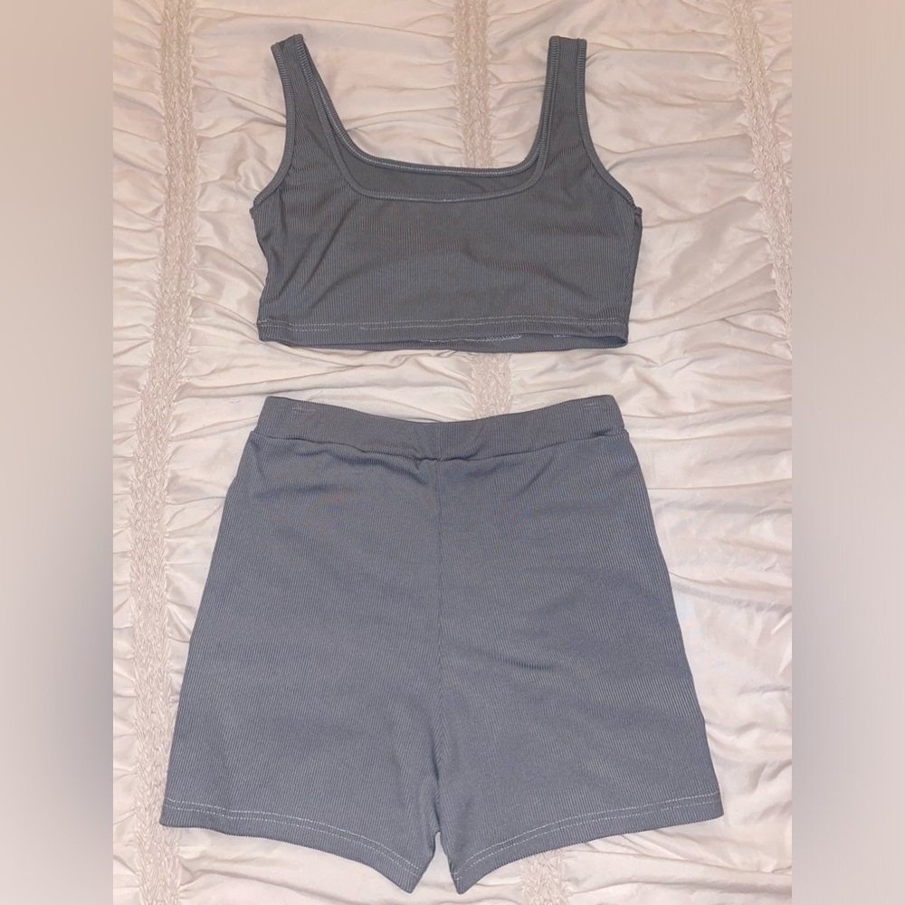 Shein Gray Ribbed Two-Piece Set - Size Small - Picture 3 of 7